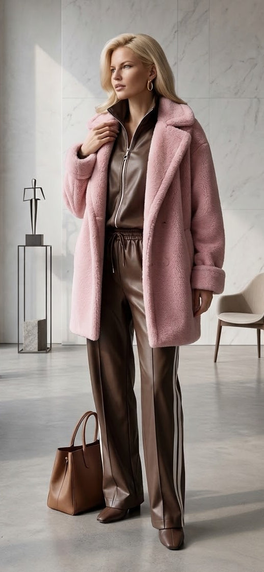 PINK | Soft Pink Faux Fur Coat