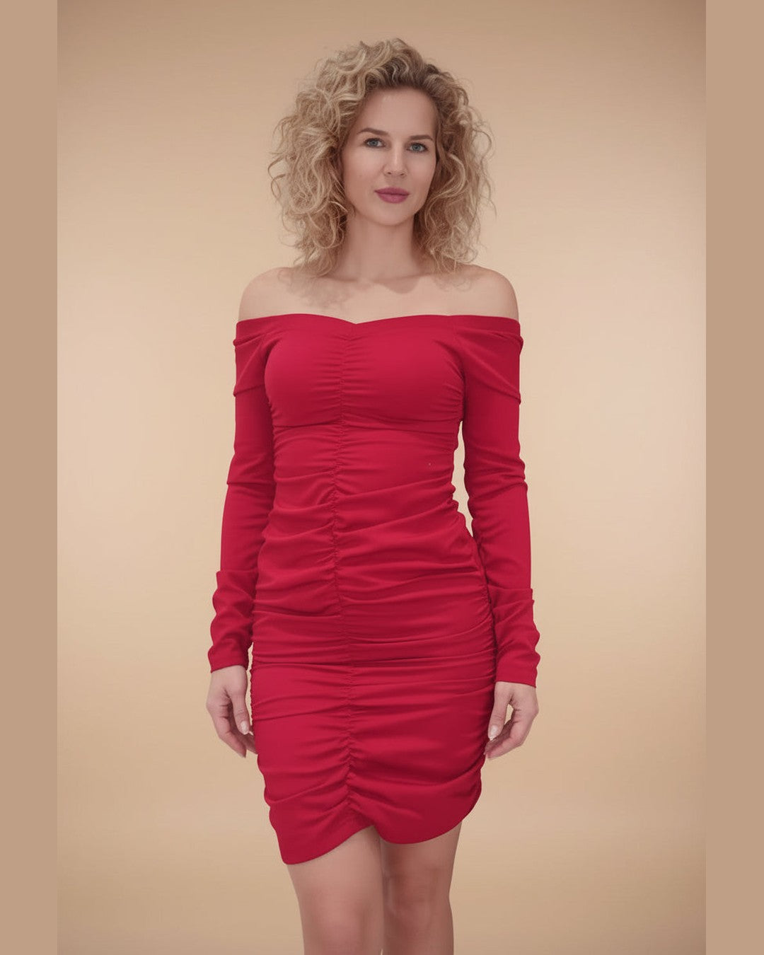 MINI RED DRESS | Κόκκινο Mini Φόρεμα με Σούρα