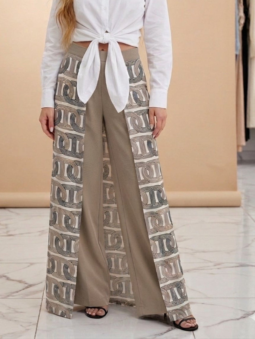 GEOMETRIC PEPLUM PANTS | ΜΠΕΖ ΠΑΝΤΕΛΟΝΙ ΣΑΤΕΝ ΓΕΩΜΕΤΡΙΚΟ