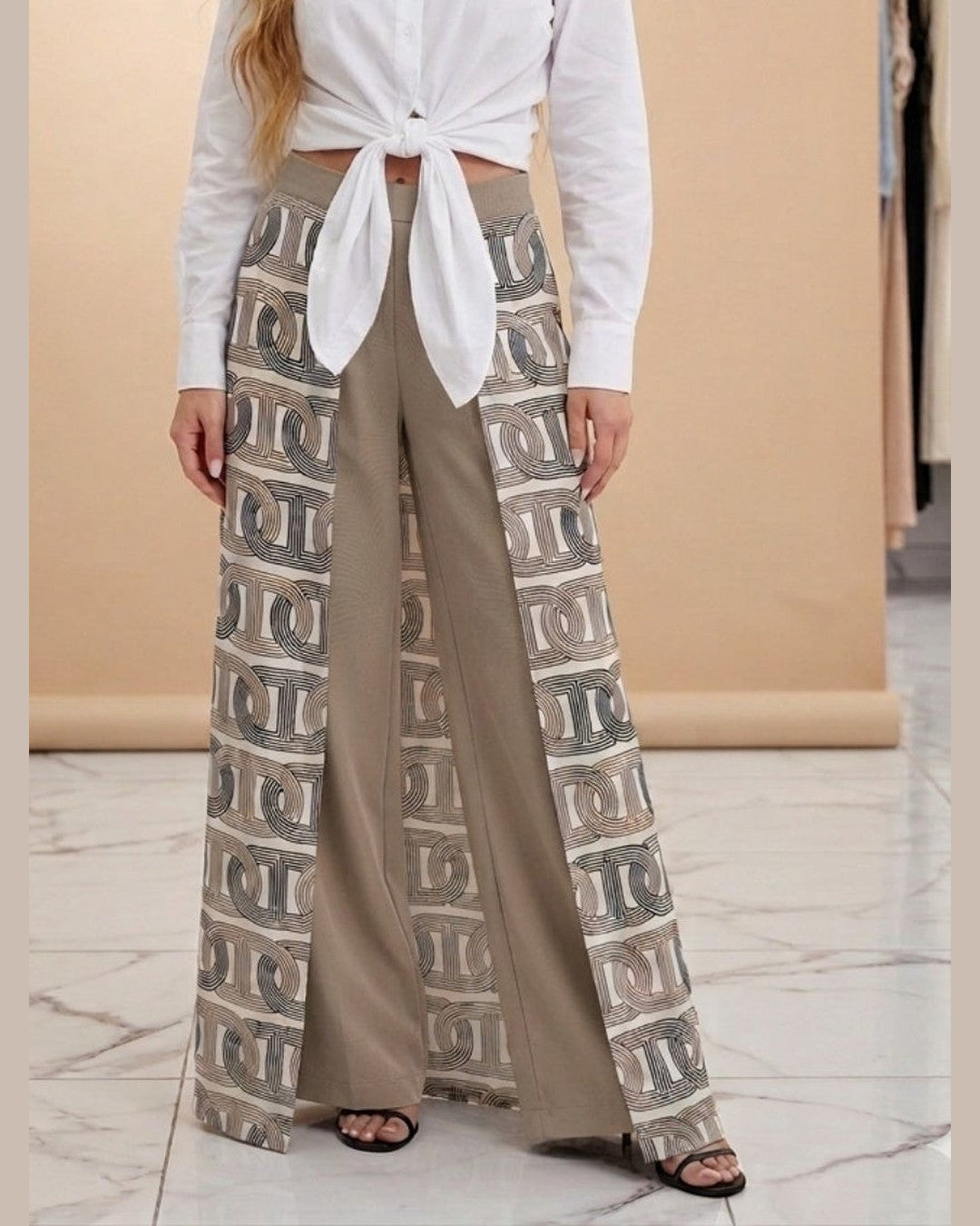 GEOMETRIC PEPLUM PANTS | ΜΠΕΖ ΠΑΝΤΕΛΟΝΙ ΣΑΤΕΝ ΓΕΩΜΕΤΡΙΚΟ
