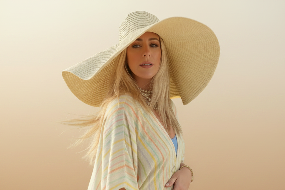MYCONOS STRAW HAT | Μεγάλο Μπεζ Ψάθινο Καπέλο Αδιάβροχο