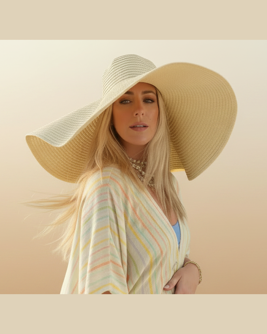 MYCONOS STRAW HAT | Μεγάλο Μπεζ Ψάθινο Καπέλο Αδιάβροχο
