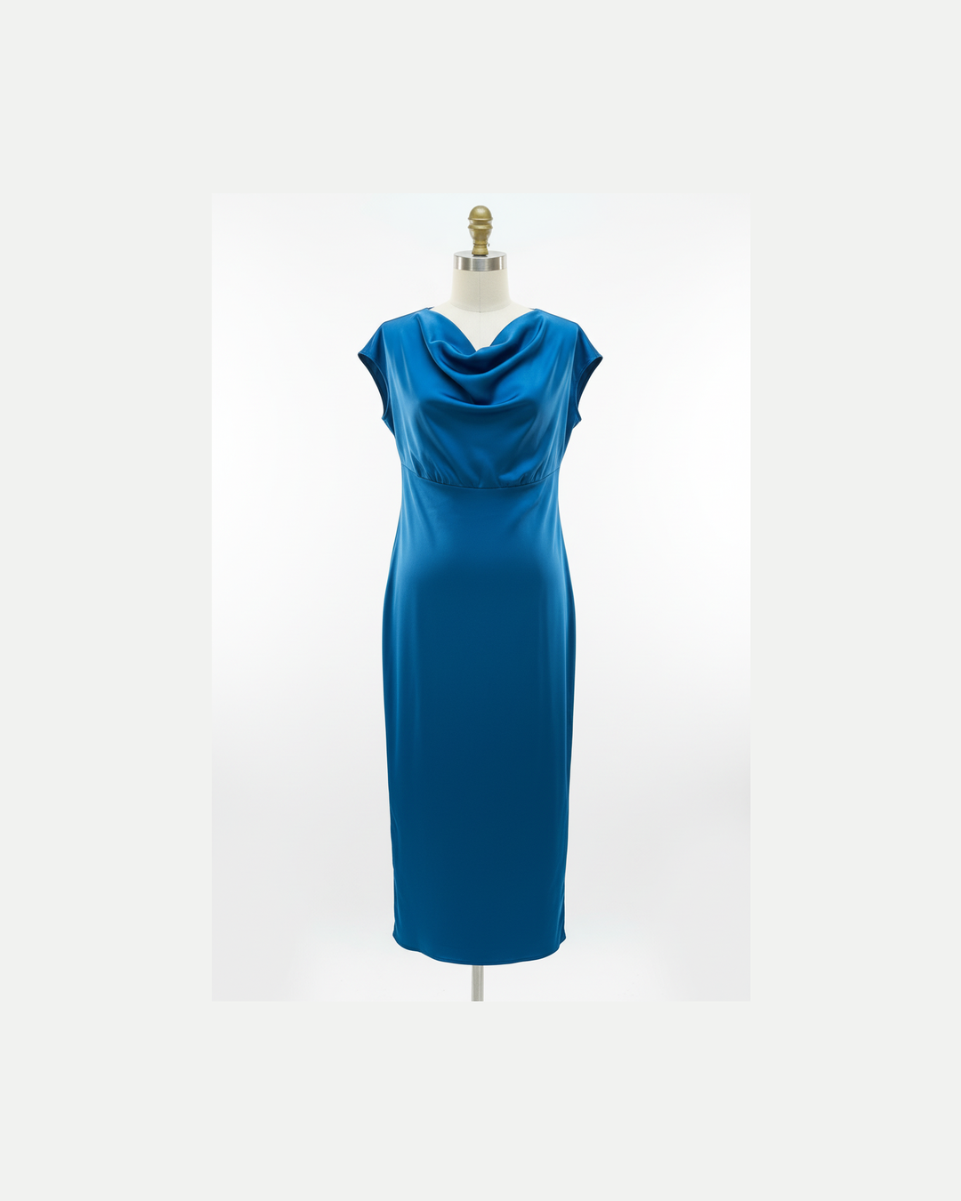 PETROL SILK MIDI DRESS | Πετρόλ Φόρεμα Βιετναμέζικο Μετάξι