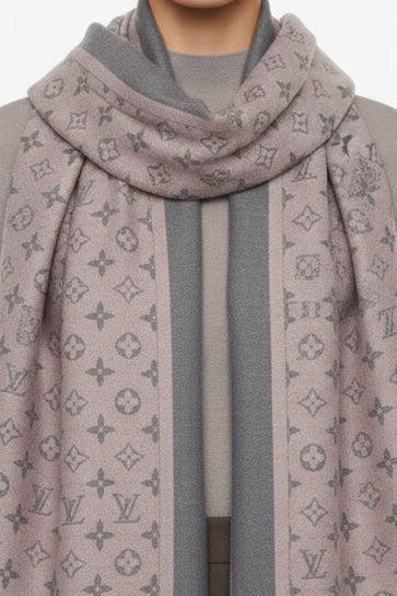 MISTY ROSE WRAP | ΜΑΝΤΗΛΙ ΓΚΡΙ & ΡΟΖ LUXURY