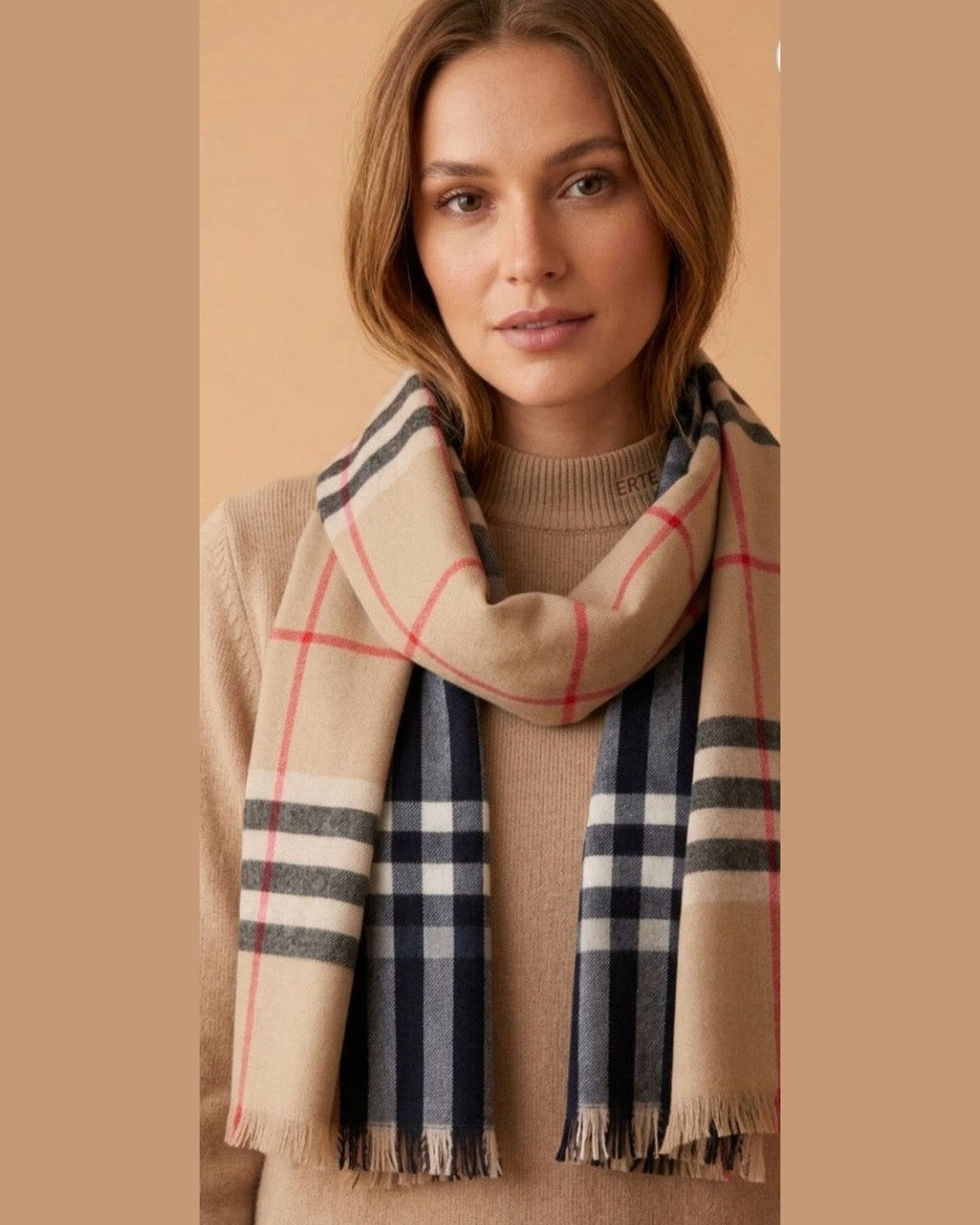CAMEL SILK SCARF | Beige Statement Silk Scarf