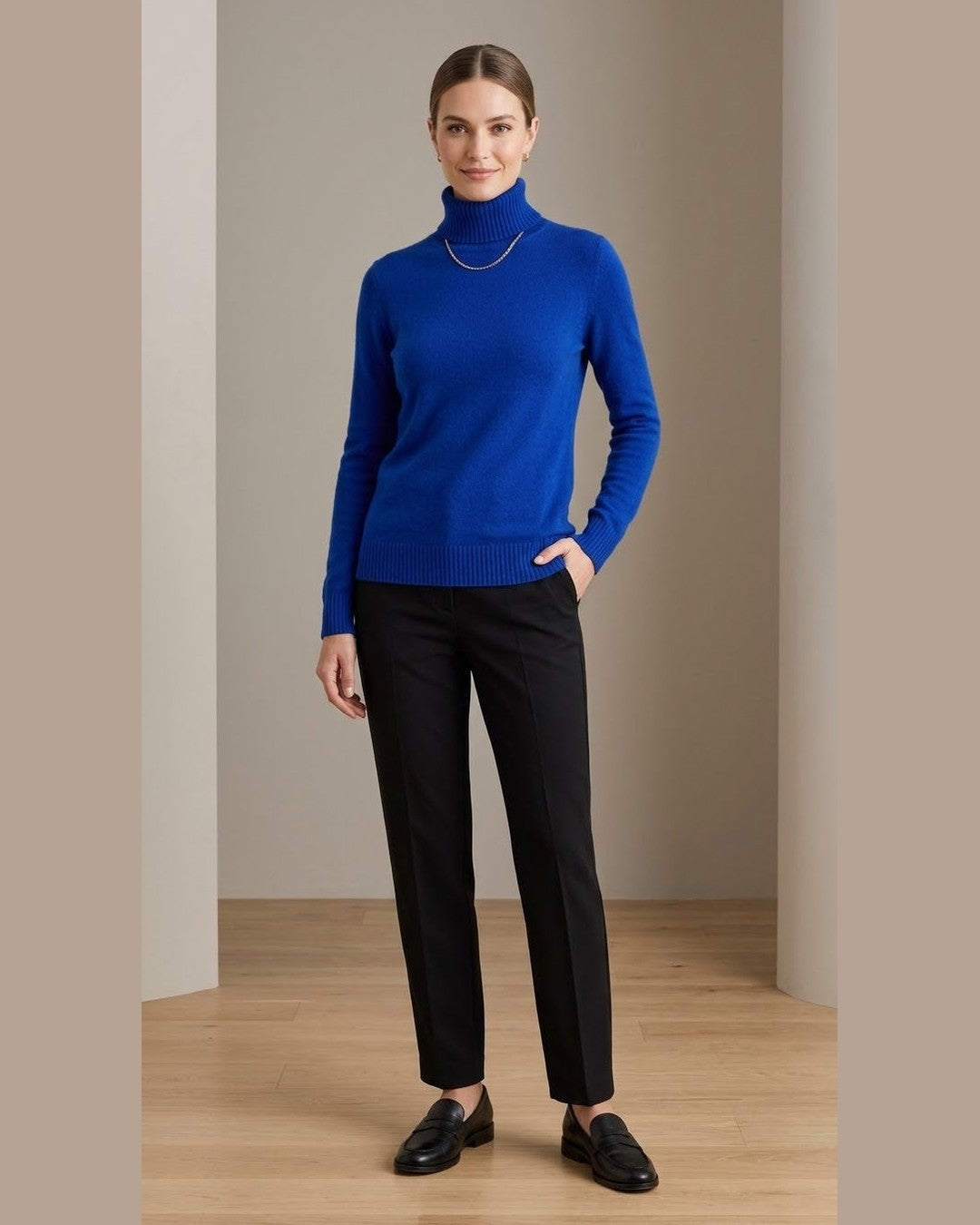 COBALT | Blue Turtleneck Knit Sweater