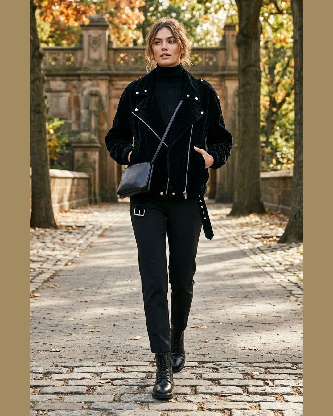 RAVEN | Blue-Black Velvet-Look Biker Jacket