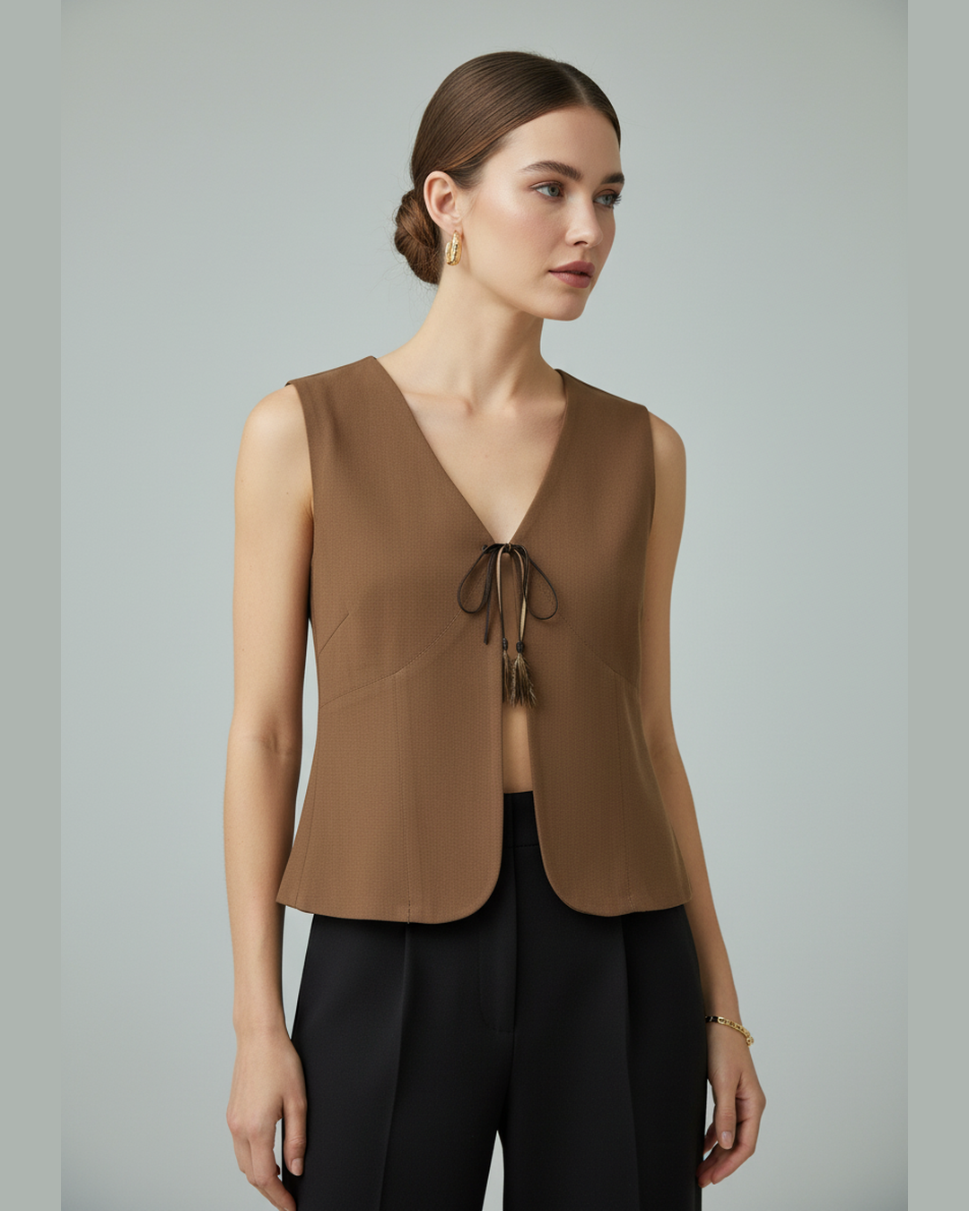 Brown Blouse on Model