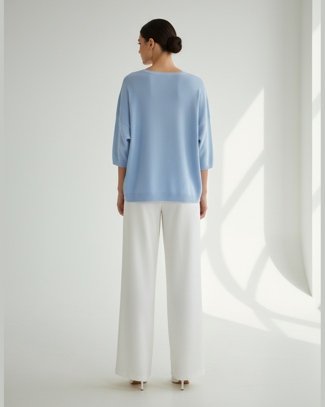 Light Blue Knit Top - Back View
