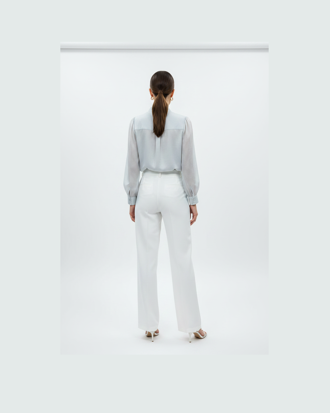 Light Grey Linen Shirt - Back View