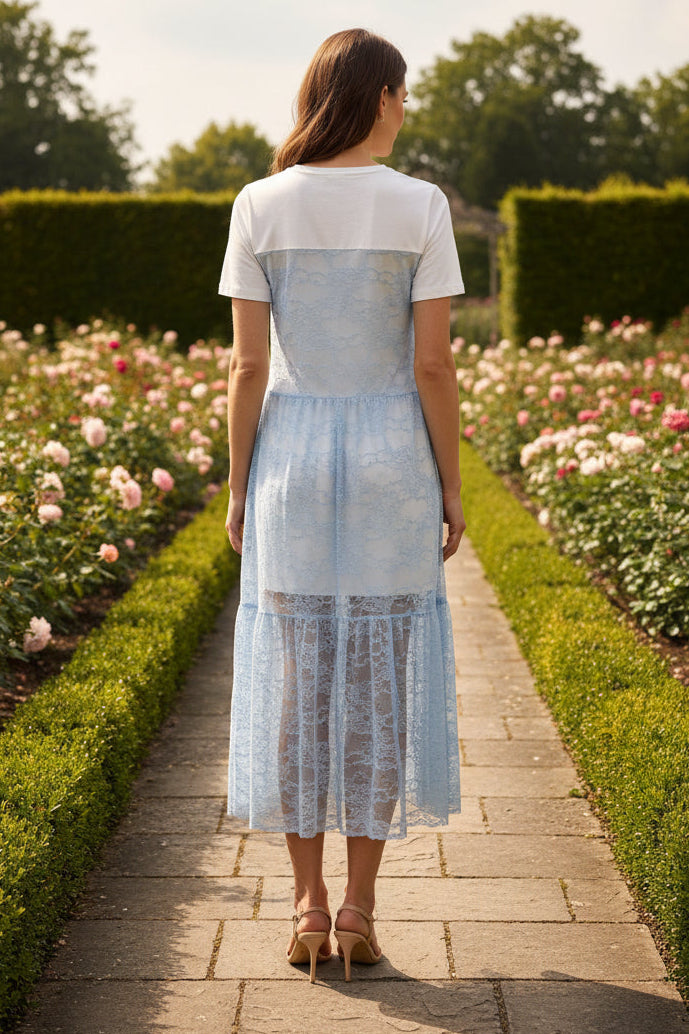 BLUE LACE MIDI DRESS | One Size