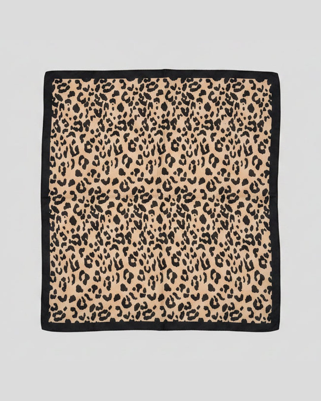 LEOPARD SCARF | Black & Camel Animal Print Scarf 64x64cm
