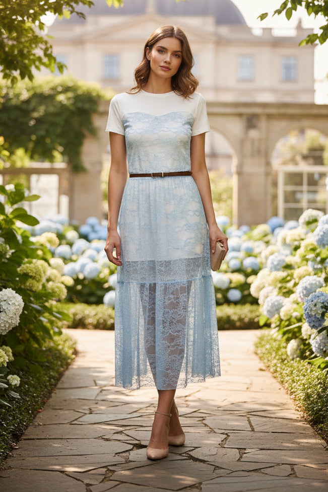 BLUE LACE MIDI DRESS | One Size
