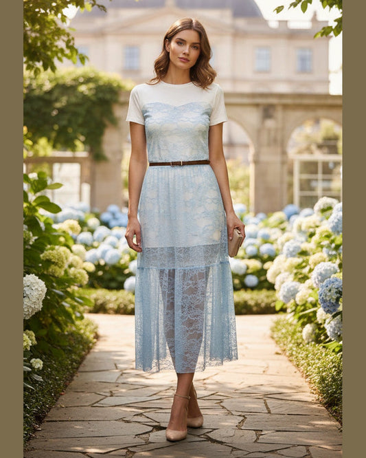 BLUE LACE MIDI DRESS | One Size