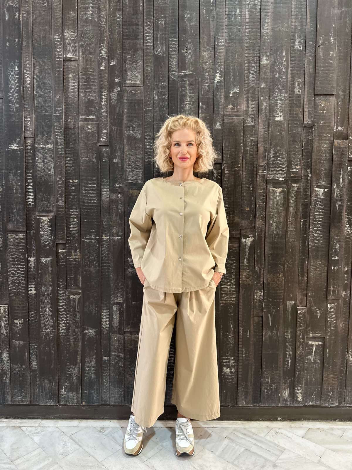 BEIGE DUO SHIRT