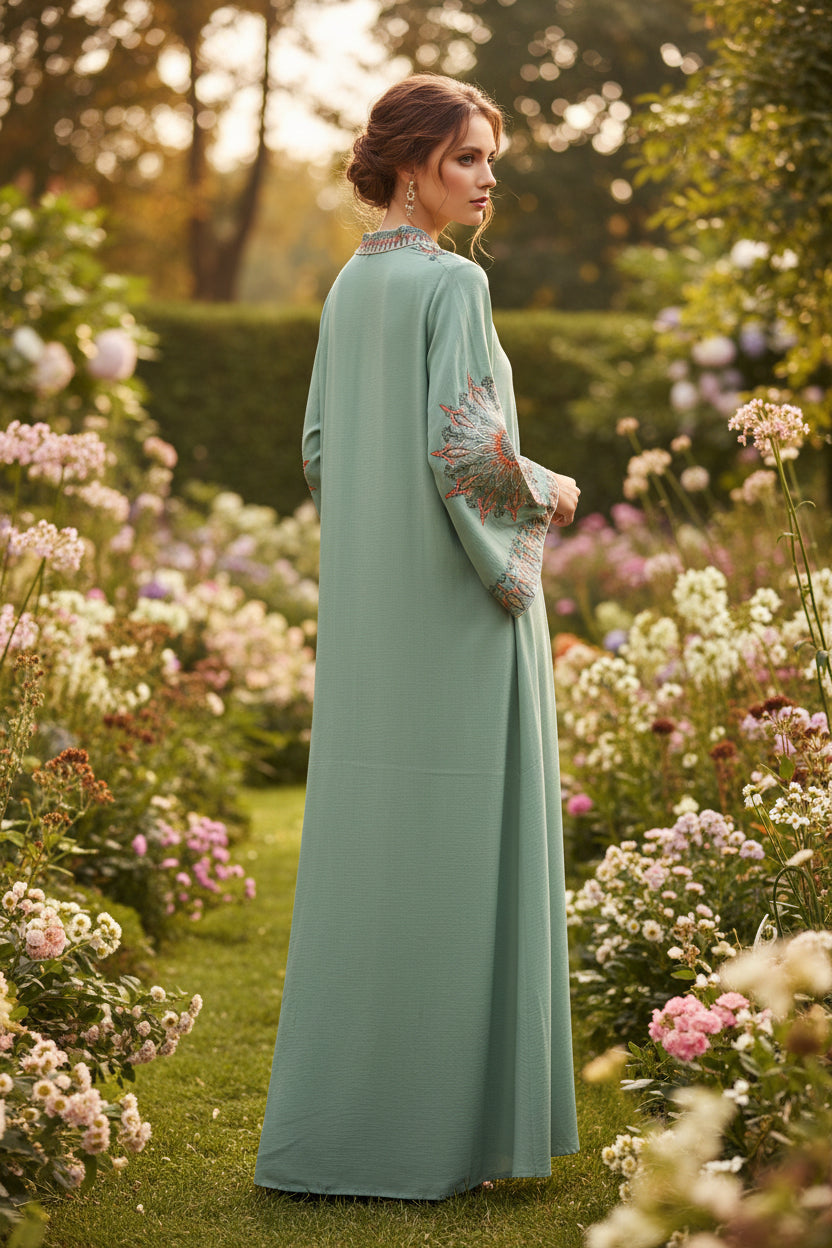 MINT MANDALA KAFTAN | Embroidered & One Size