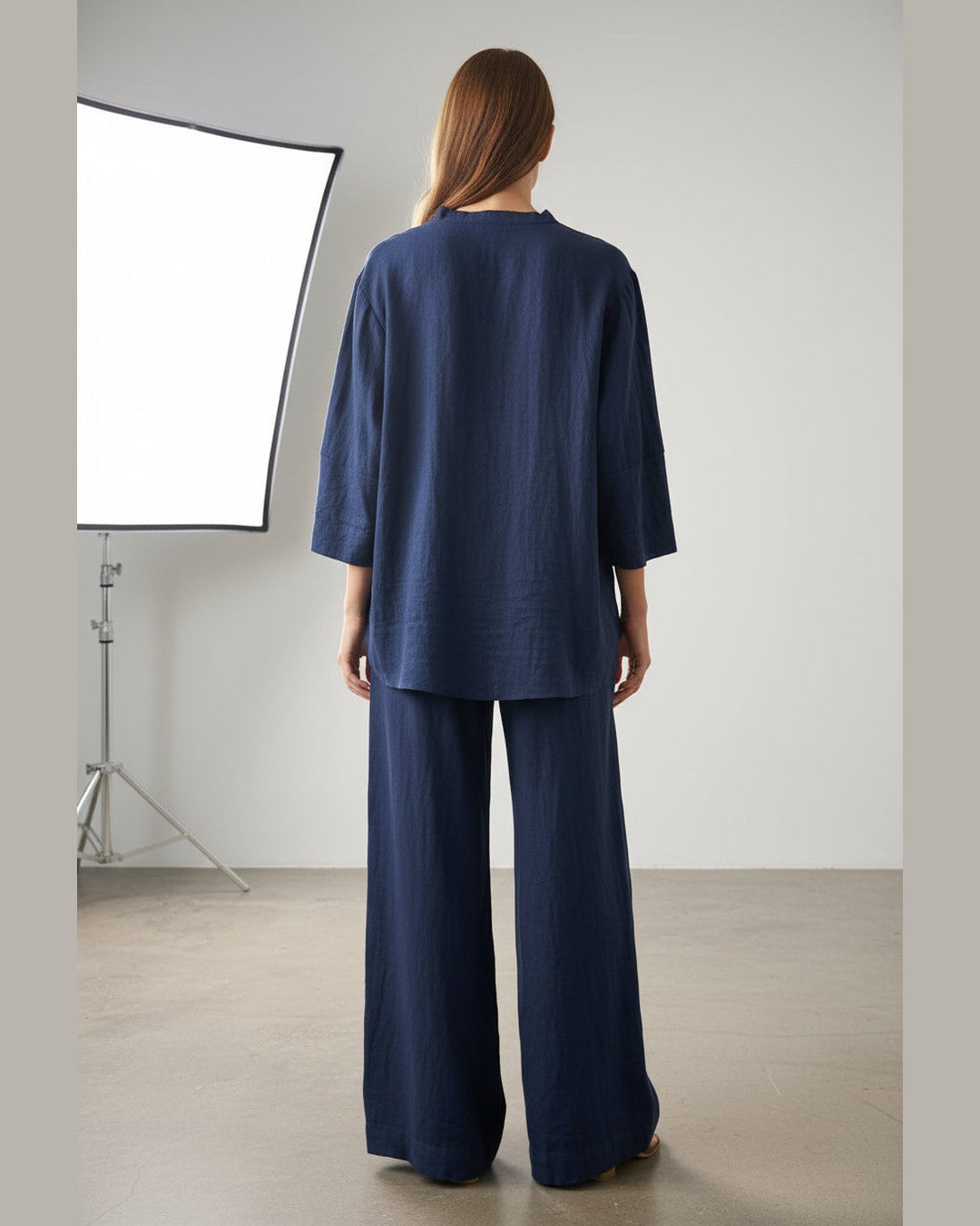 BLUE OVERSIZED BLOUSE | V-Neck Oversized Top One Size