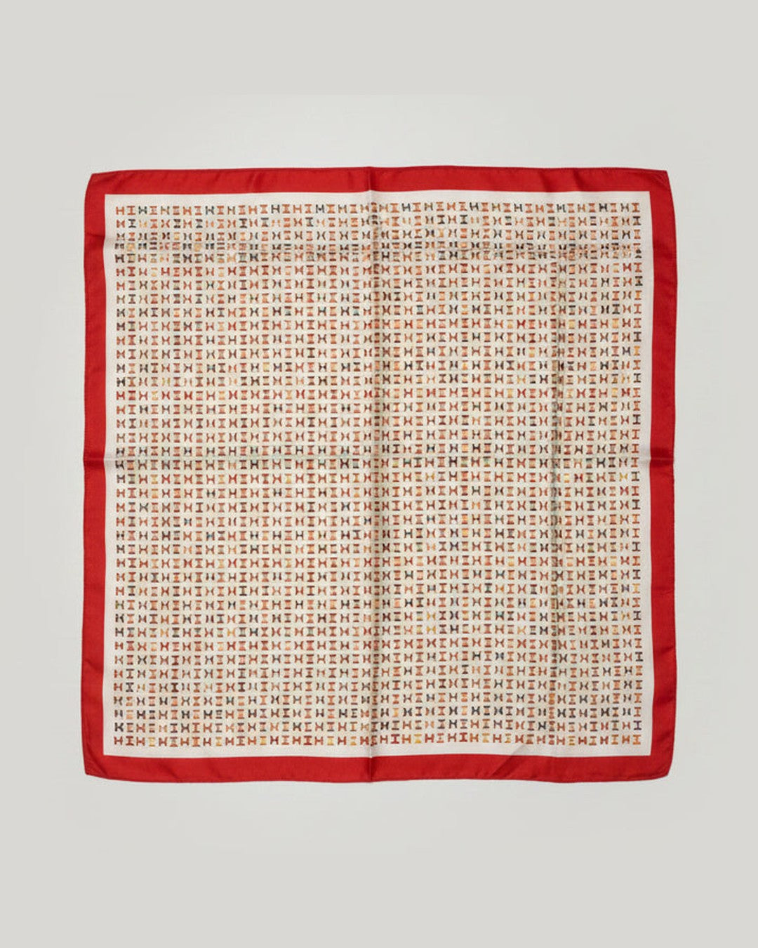 MONOGRAM SCARF | Ivory & Red Colorful Letter Print 64x64cm