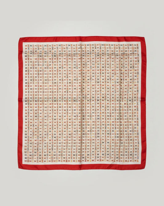 MONOGRAM SCARF | Ivory & Red Colorful Letter Print 64x64cm