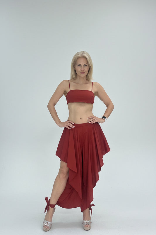 RED BOW SET | Bralette & Asymmetric Hi-Lo Skirt