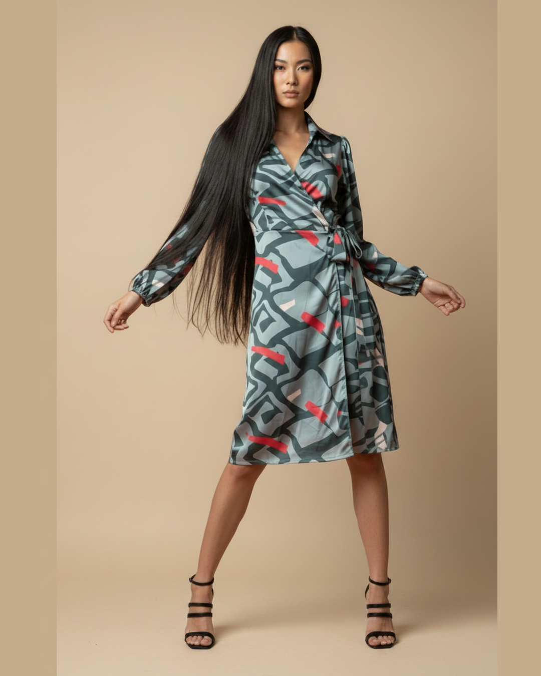 METROPOLITAN MUSE | WRAP MIDI ΦΟΡΕΜΑ GEOMETRIC PRINT