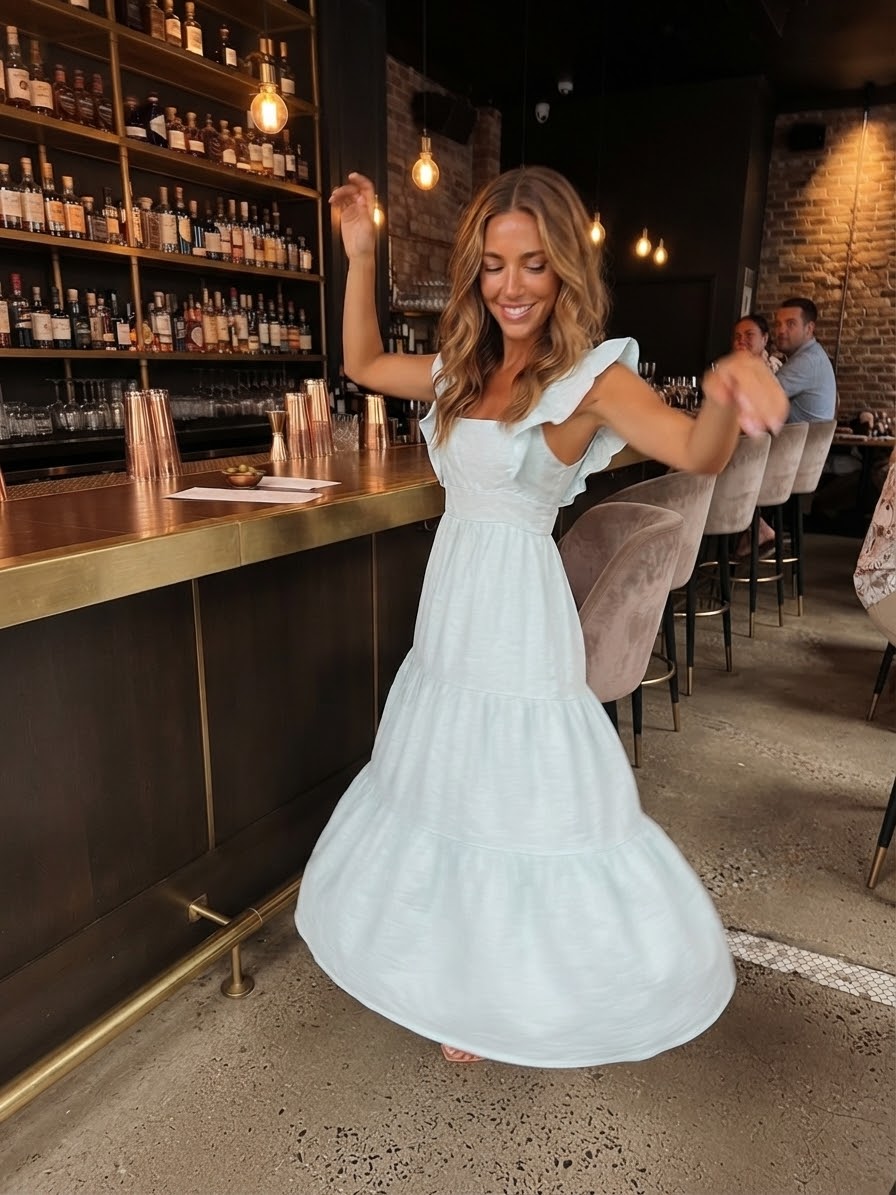AURELIA | Sky Blue Ruffled Maxi Dress