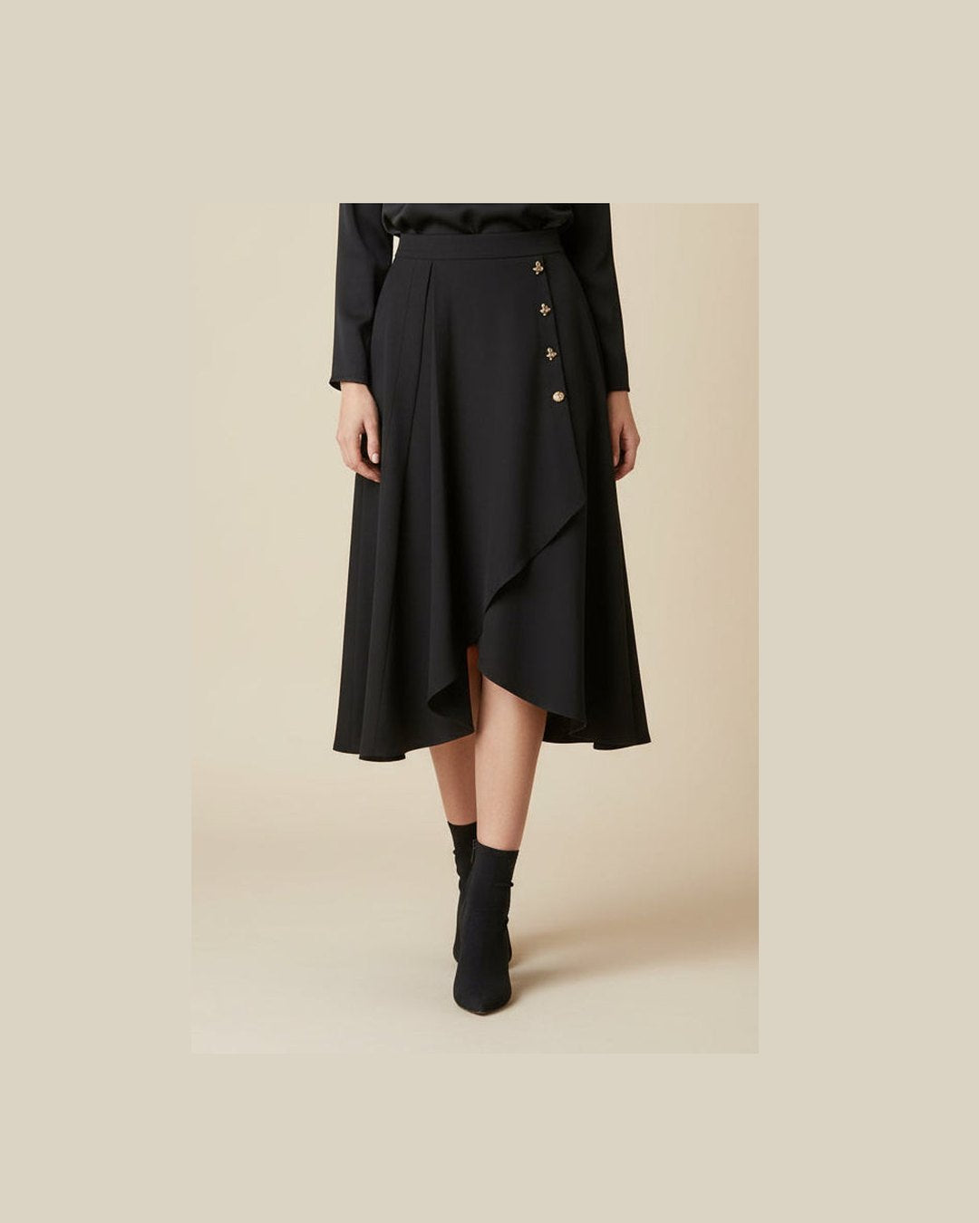 BLACK MIDI SKIRT | Μαύρη Midi Φούστα Classic Size XL