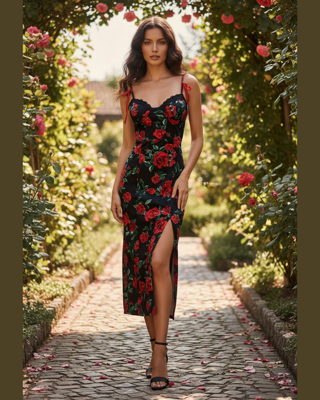 ROSE PRINT DRESS | Midi Length & One Size
