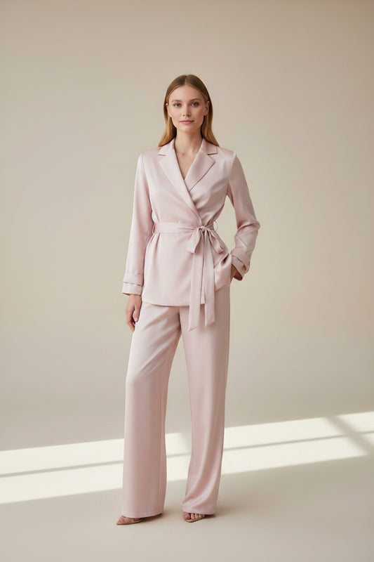 PINK BELTED BLAZER SET