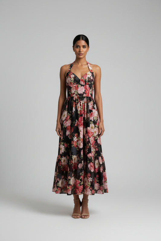 FLORAL HALTER DRESS | Maxi Length & One Size