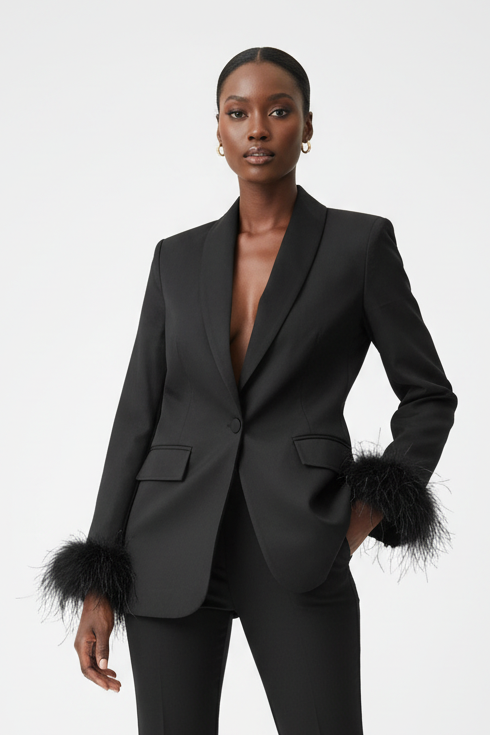 BLACK MARABOU BLAZER