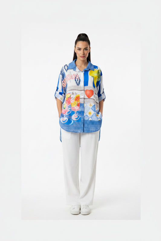 BOHO MULTICOLOR OVERSIZED SHIRT | Beach & Vacation Look