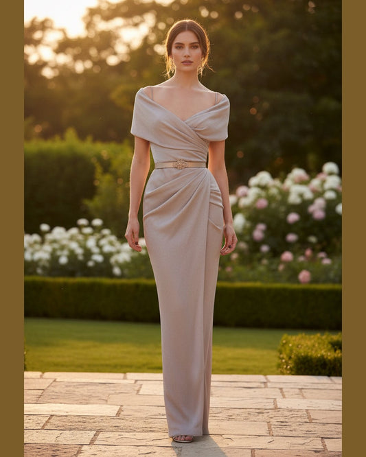 NUDE DRAPED MAXI DRESS | One Size