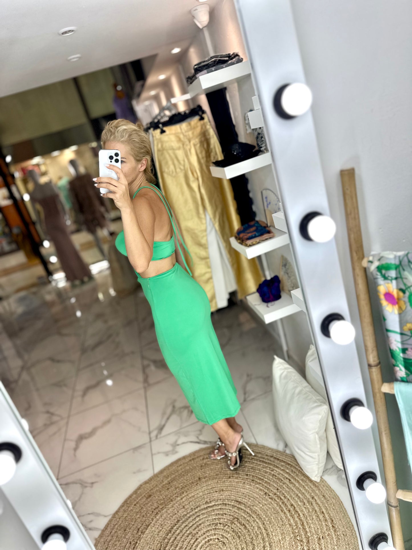 Light green Tie neck dress