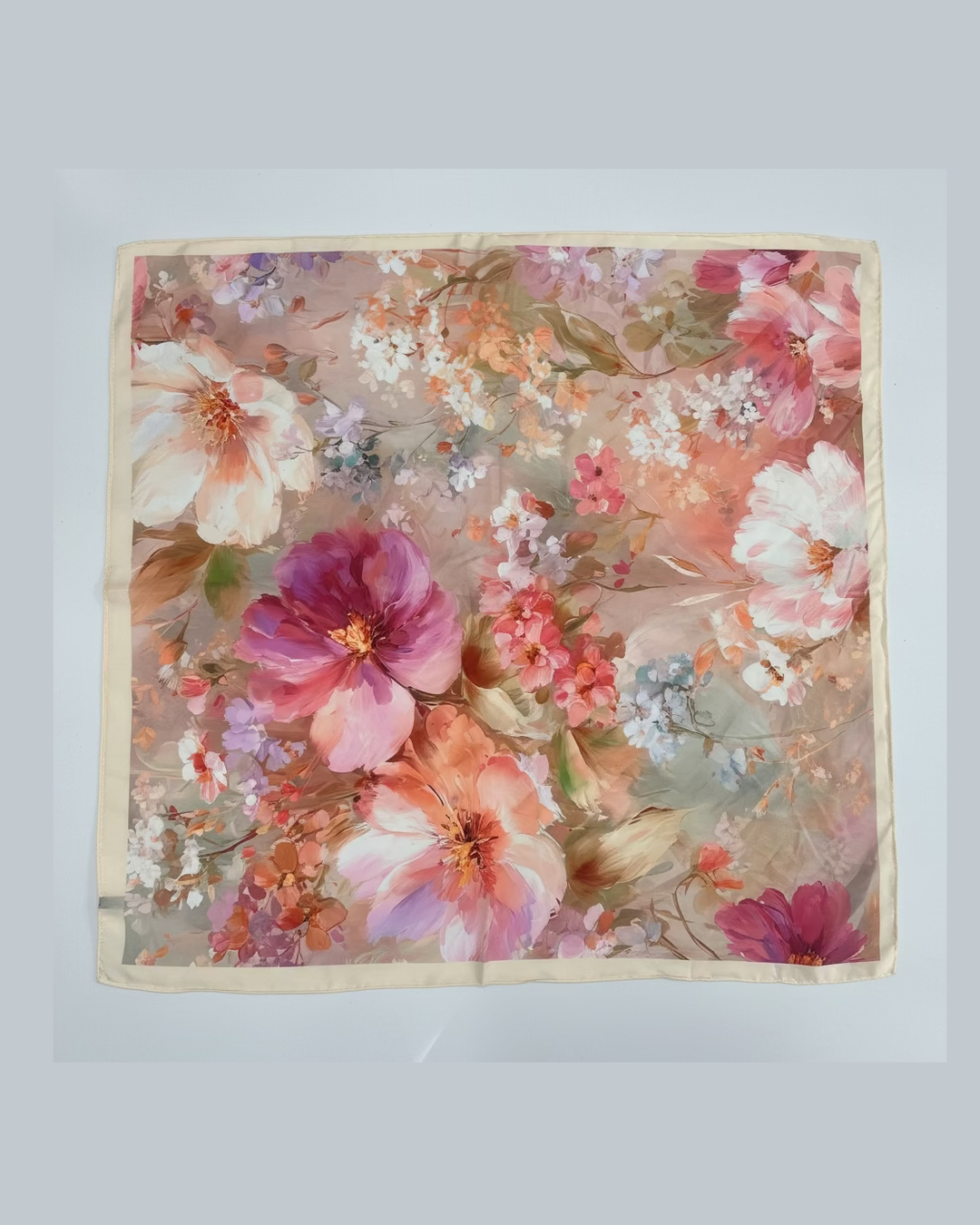 FLORAL SCARF | Pink, Coral & White Watercolour Print 64x64cm