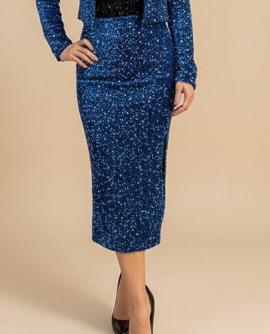 SKY BLUE SEQUIN SKIRT | Γαλάζια Φούστα με Παιγιέτα Onesize