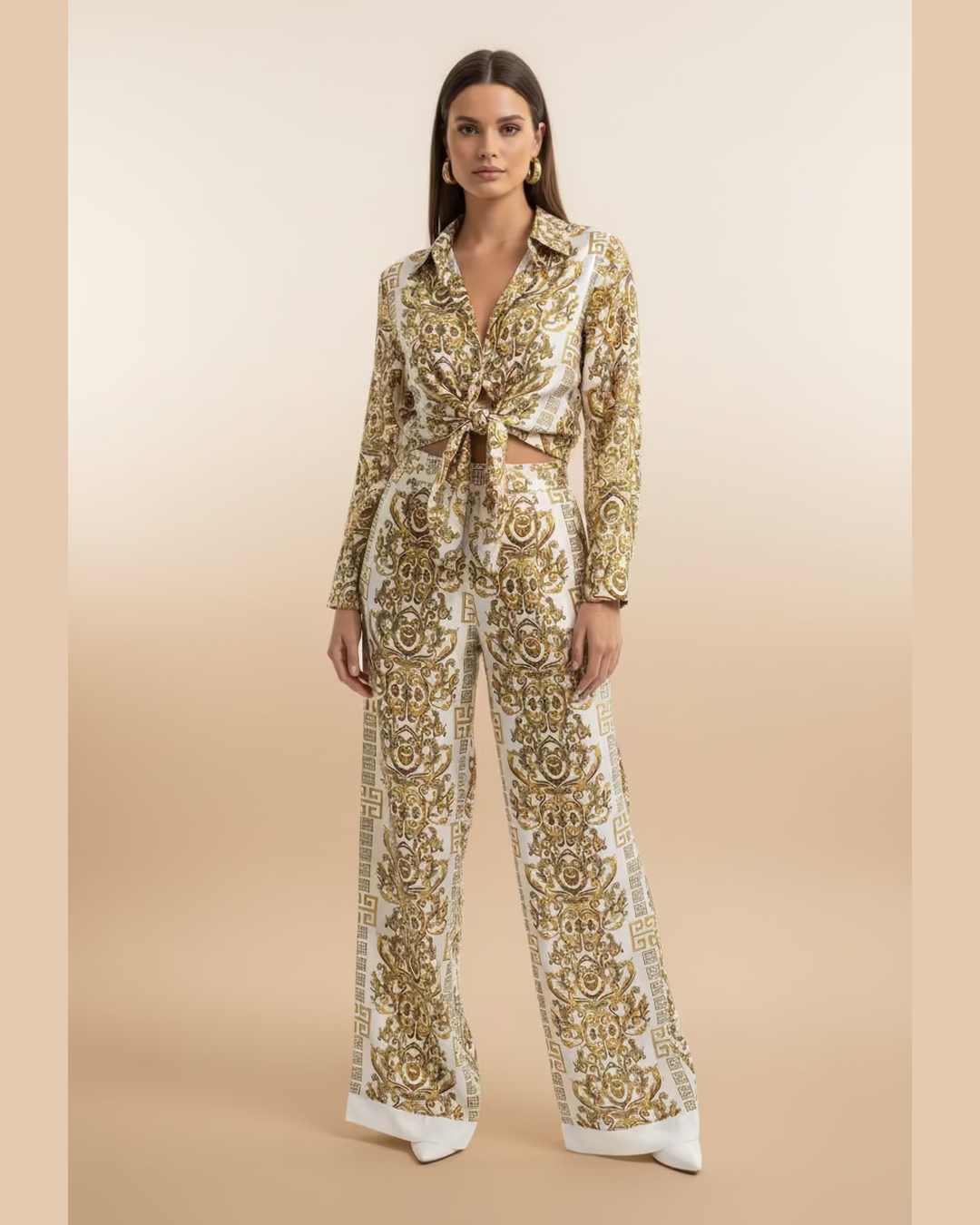 ABU DHABI SATIN SET | Luxury Σατέν Σετ με Roma Stamp Κόκκινο & Λευκό