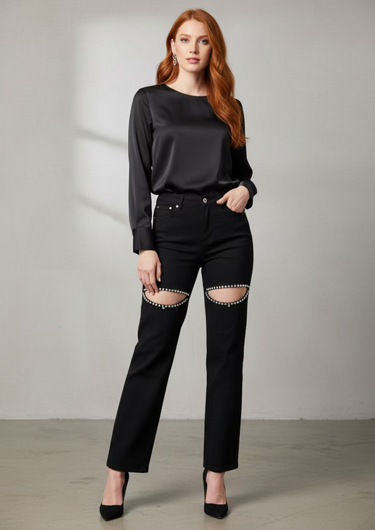 BLACK JEAN STRASS