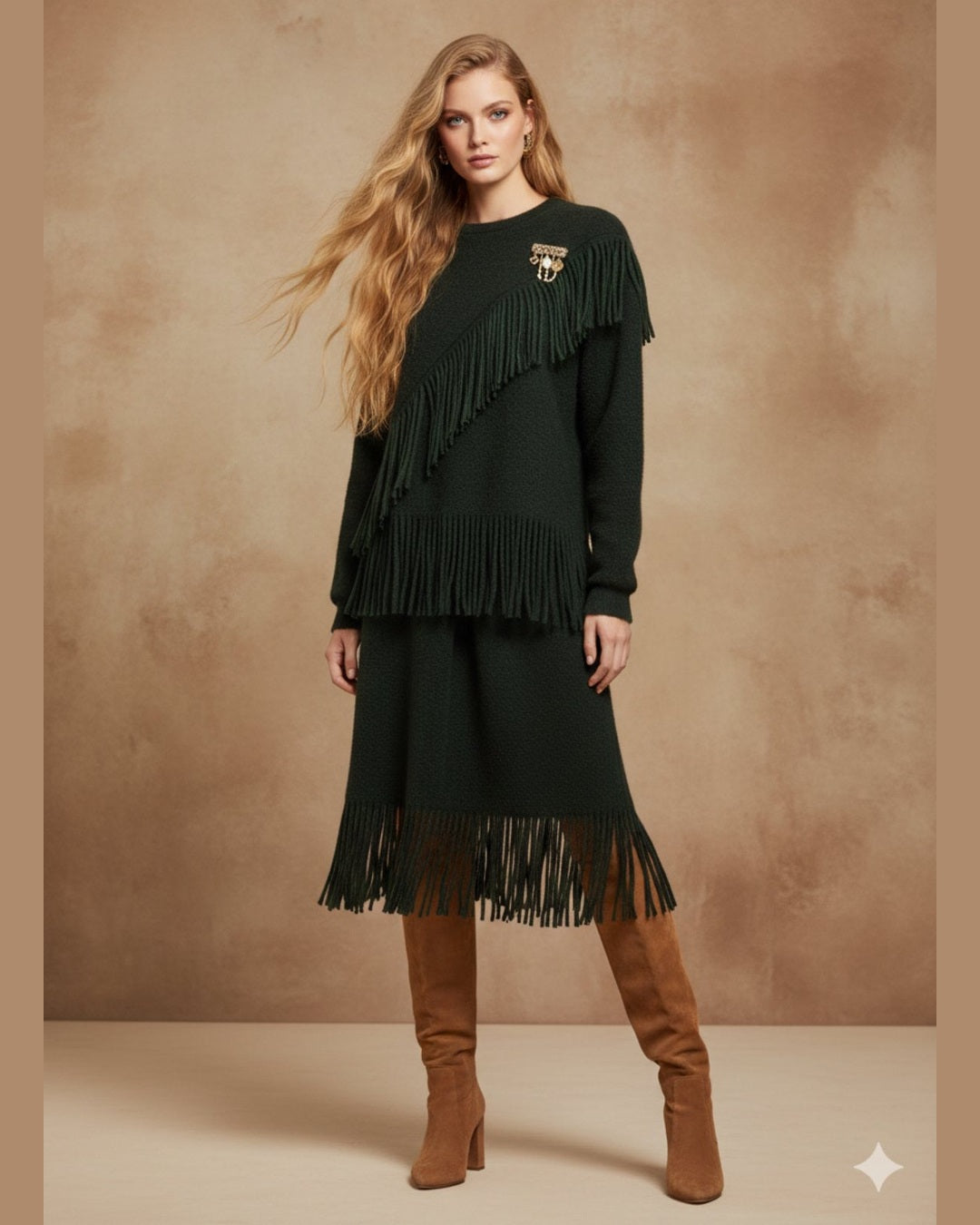 FRINGE KNITTED BLACK SET | Πλεκτό Μαύρο Σετ με Κρόσσια