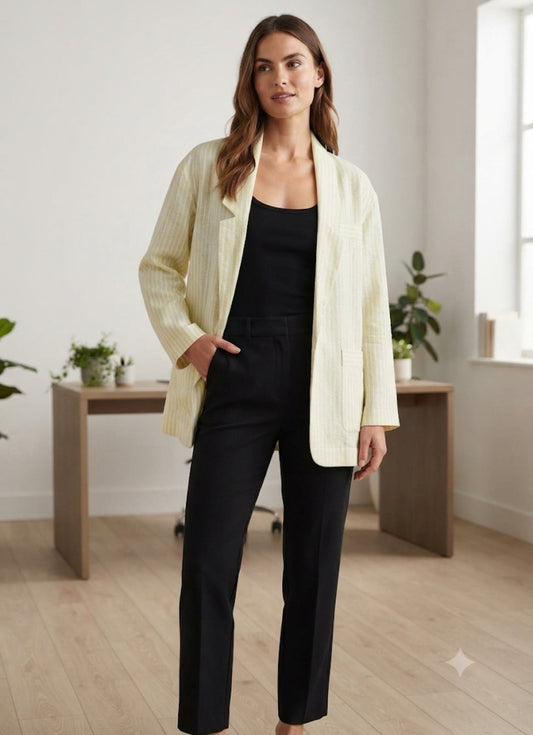 IVORY | Linen Relaxed Blazer – One Size