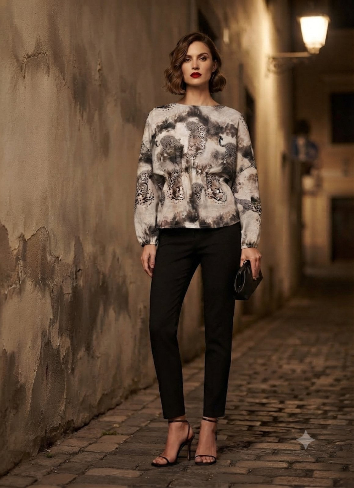 TIGER | Leopard Print Linen Peplum Top – One Size