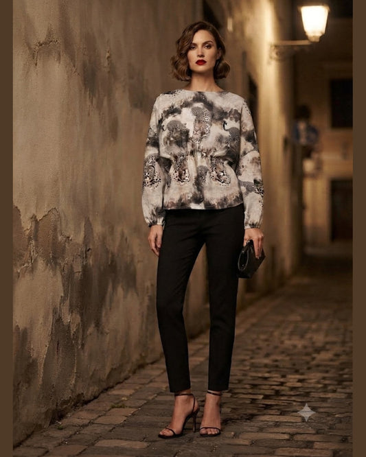 TIGER | Leopard Print Linen Peplum Top – One Size