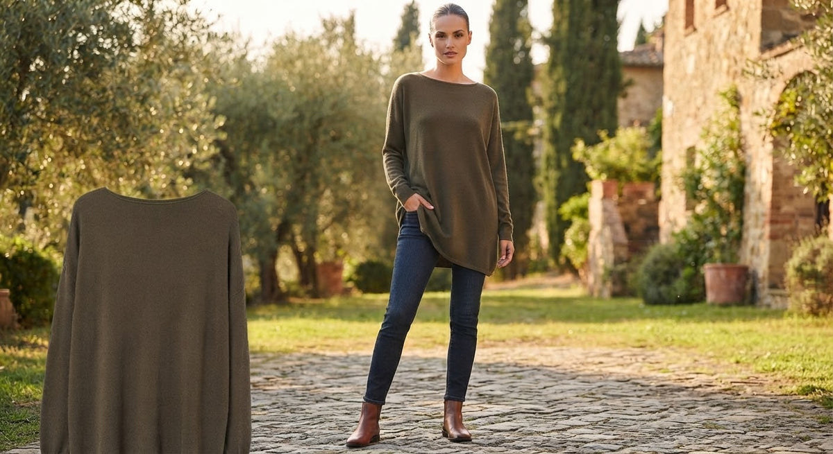 TAUPE KNIT | Oversized Asymmetric Top