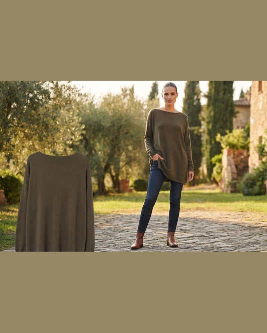 TAUPE KNIT | Oversized Asymmetric Top