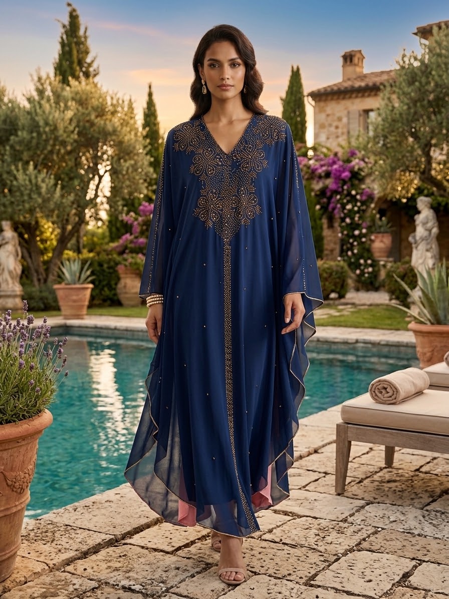 SAUDI | Beaded Kaftan Maxi Dress