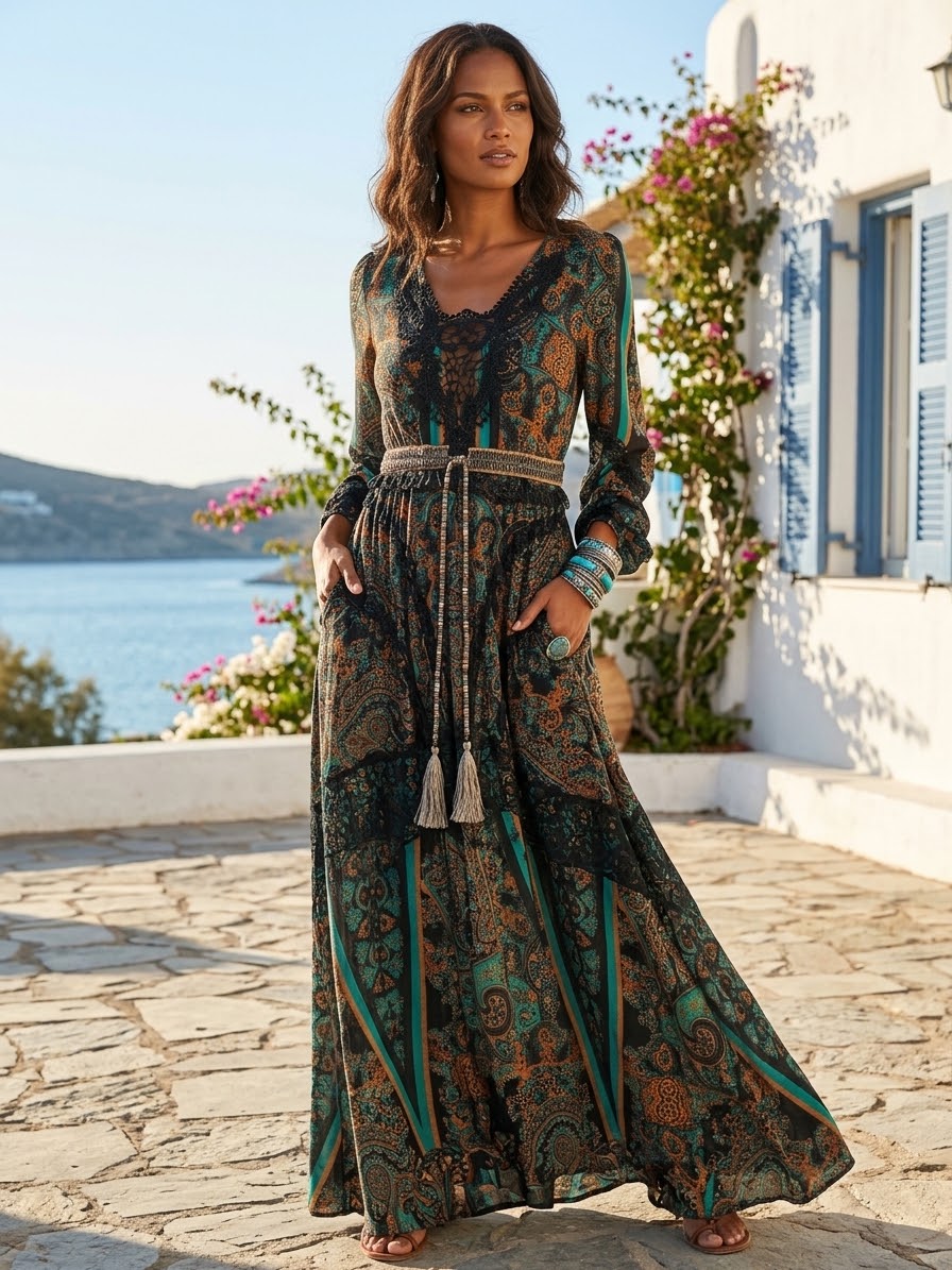 FRIDA | Paisley Boho Maxi Dress