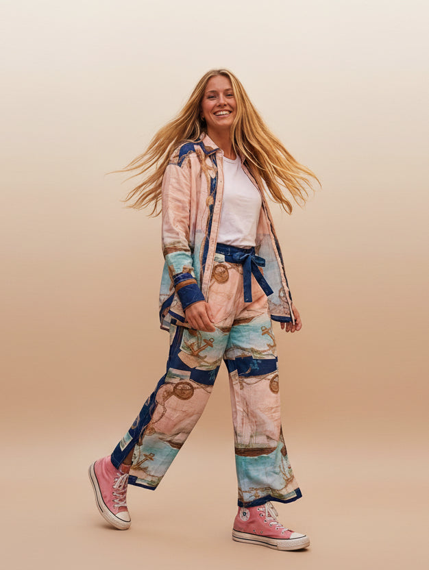 Sea Map Set — Πουκάμισο & Wide-Leg Παντελόνι