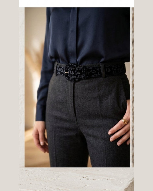 BLACK LEOPARD BELT | Μαύρη Ζώνη με Λεοπάρ Print 107cm