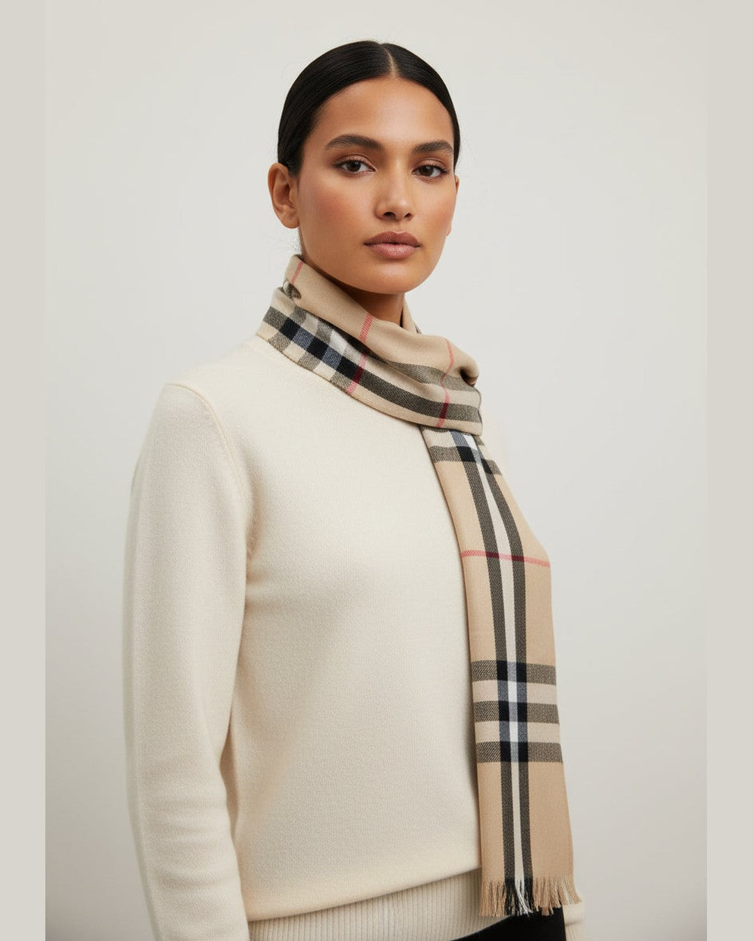 CAMEL SILK SCARF | Beige Statement Scarf | One Size