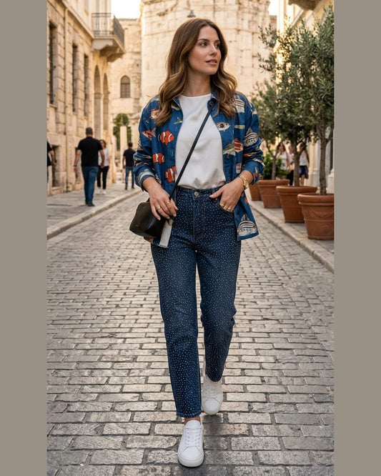MIDNIGHT | Embellished Slim-Leg Jeans